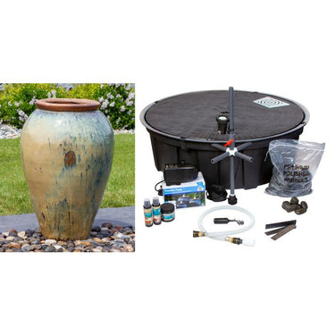 Tuscany FNT40752 Ceramic Triple Vase Complete Fountain Kit Vase Fountain Blue Thumb